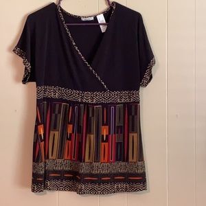 Black with multi color bottom ladies top